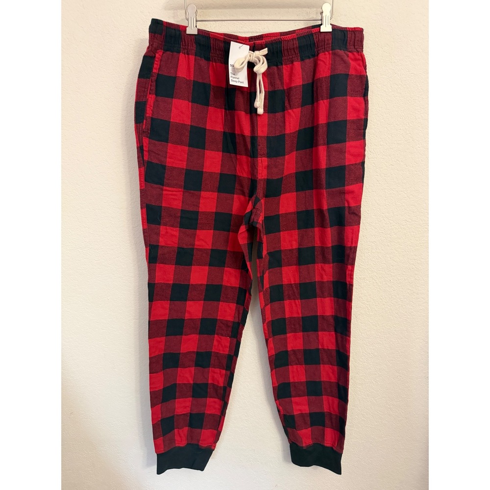 Sonoma Mens Red Black Buffalo Plaid Flannel Sleep Pant Joggers Pajama PJs L